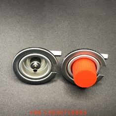 Válvula de gas de butano para campamento de color negro con placa de estaño y material de PP en mango negro