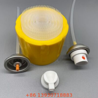 Válvula de espuma multiusos con tapa de cepillo integrada para una dispensación constante y actuador personalizable