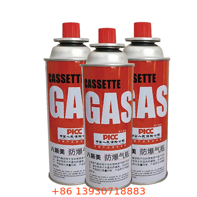 Especificaciones del cilindro de gas de butano de hojalata 65 x 158 mm