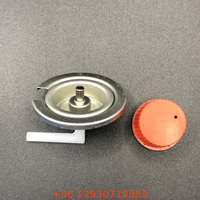 Válvula de gas de butano para campamento de color negro con placa de estaño y material de PP en mango negro