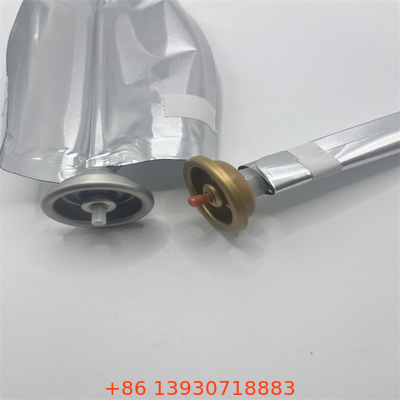 Capacidad personalizada Bolsa de aerosoles de cilindro de plata en válvula con plástico a prueba de fugas