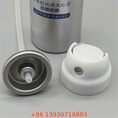 Válvula de aerosoles para protector solar para uso en aerosoles cosméticos Solución de embalaje para el cuidado de la piel con actuador Dispensador continuo de niebla para protección UV