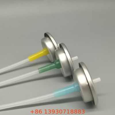 Válvula de aerosol dosificada elegante para sprays de cuidado capilar premium con niebla fina y salida controlada