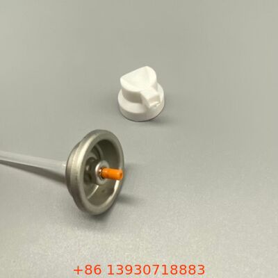 Válvula pulverizadora de aerosol para champú seco diseñada para dispensar partículas finas