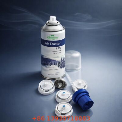 Aerosol válvula de pulverización antibacteriana con suministro de desinfectante de niebla fina y dispensador protegido por escudo higiénico en un tamaño de válvula de una pulgada