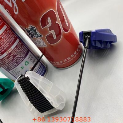 Actuador de gatillo plegable de alto rendimiento con mecanismo de bloqueo a prueba de fugas, tubo de extensión integrado y boquilla rociadora de doble acción para productos de cuidado en aerosol
